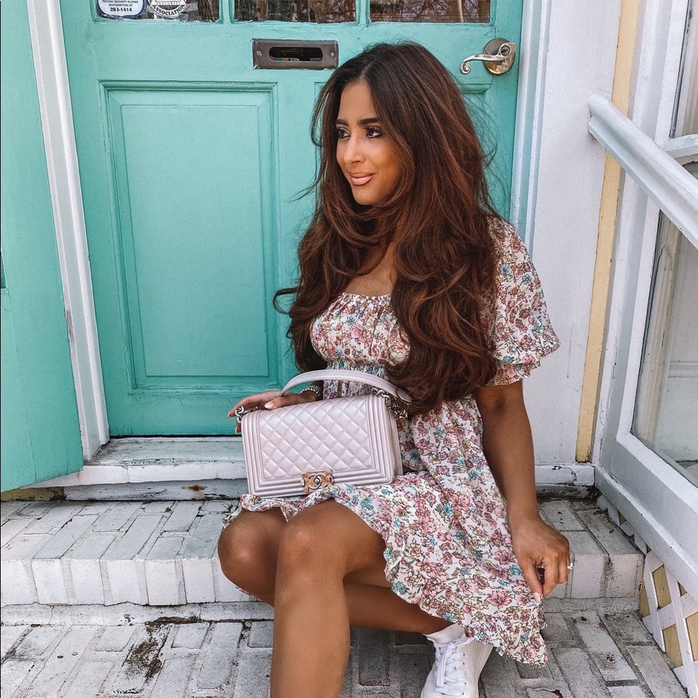 Floral puff sleeve mini dress